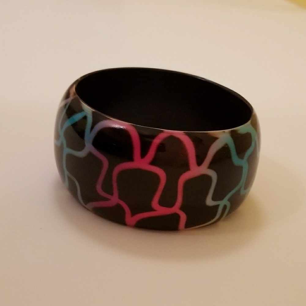 Black and Multi-colored Bangle Bracelet